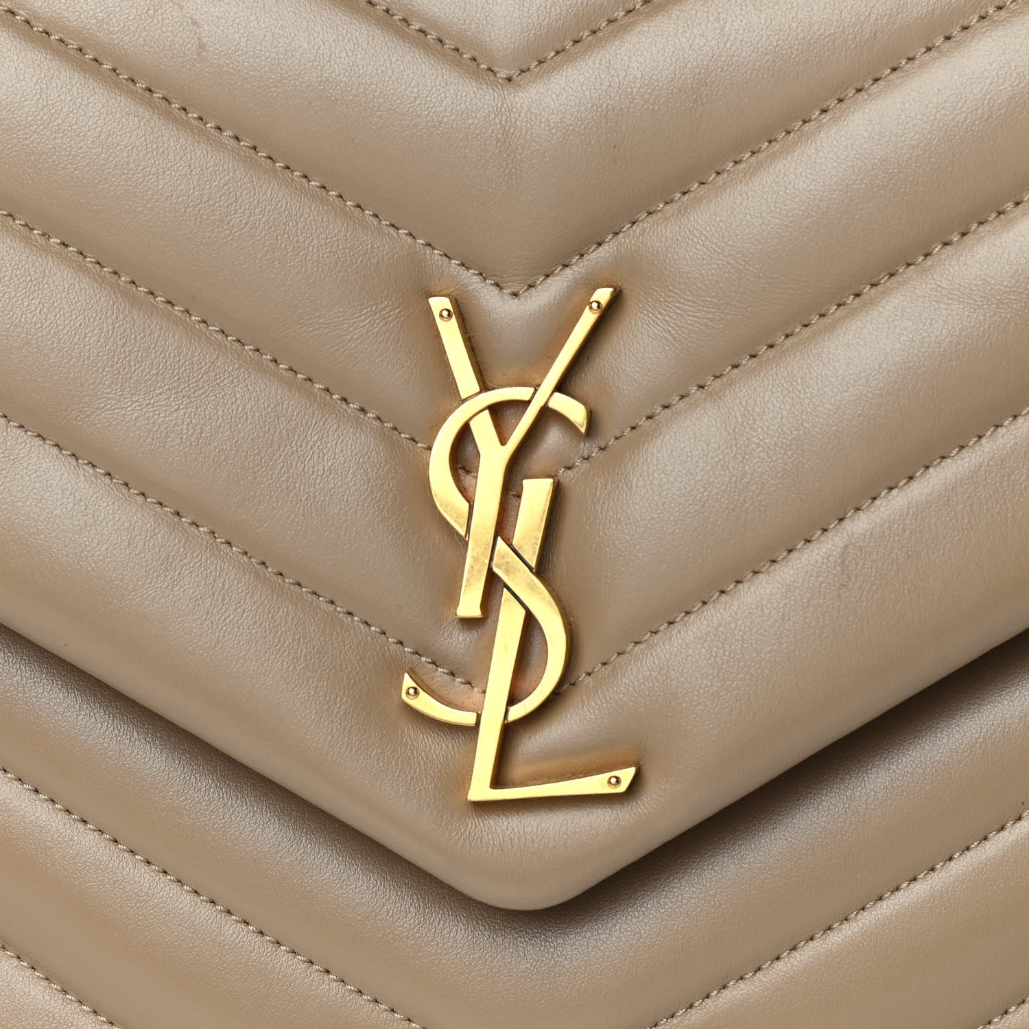 Saint Laurent Calfskin Y Quilted Monogram Medium Loulou Chain Satchel Dark Latte 16 of 16