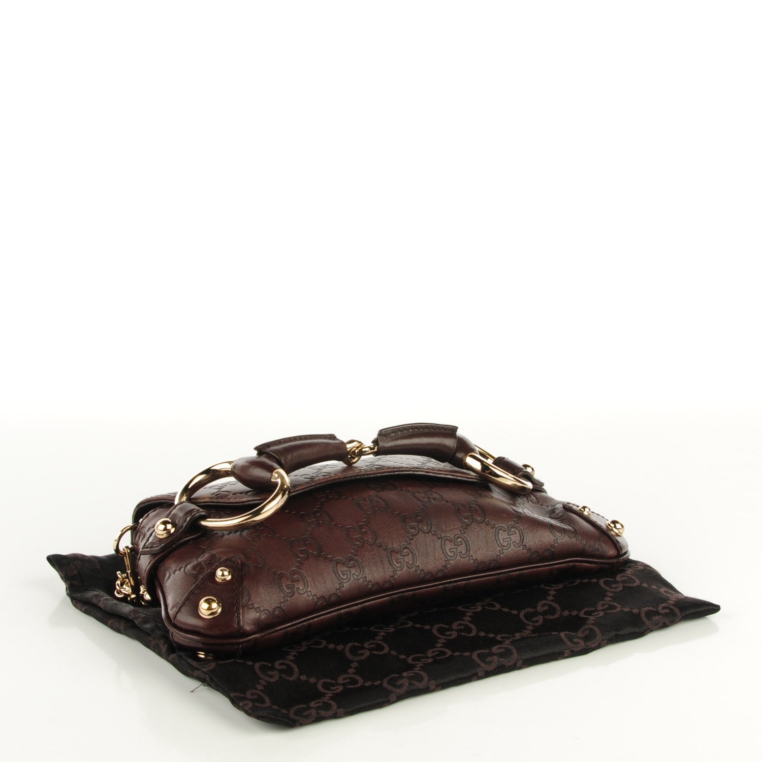 Gucci Guccissima Small Horsebit Chain Clutch Chocolate 4 of 7