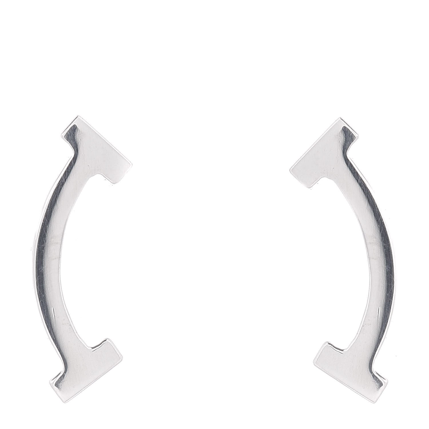 Tiffany Sterling Silver T Smile Stud Earrings 1 of 4