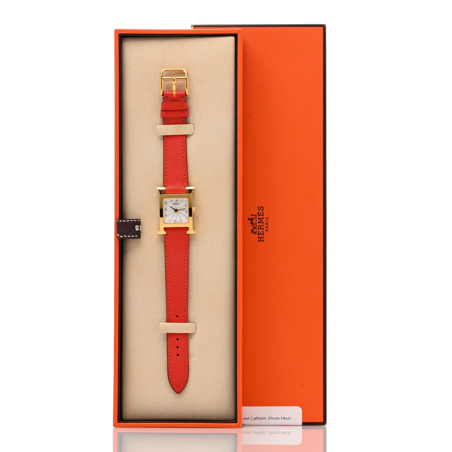 Hermes Stainless Steel Swift 21mm Heure H Hour Quartz Watch Orange 5 of 5