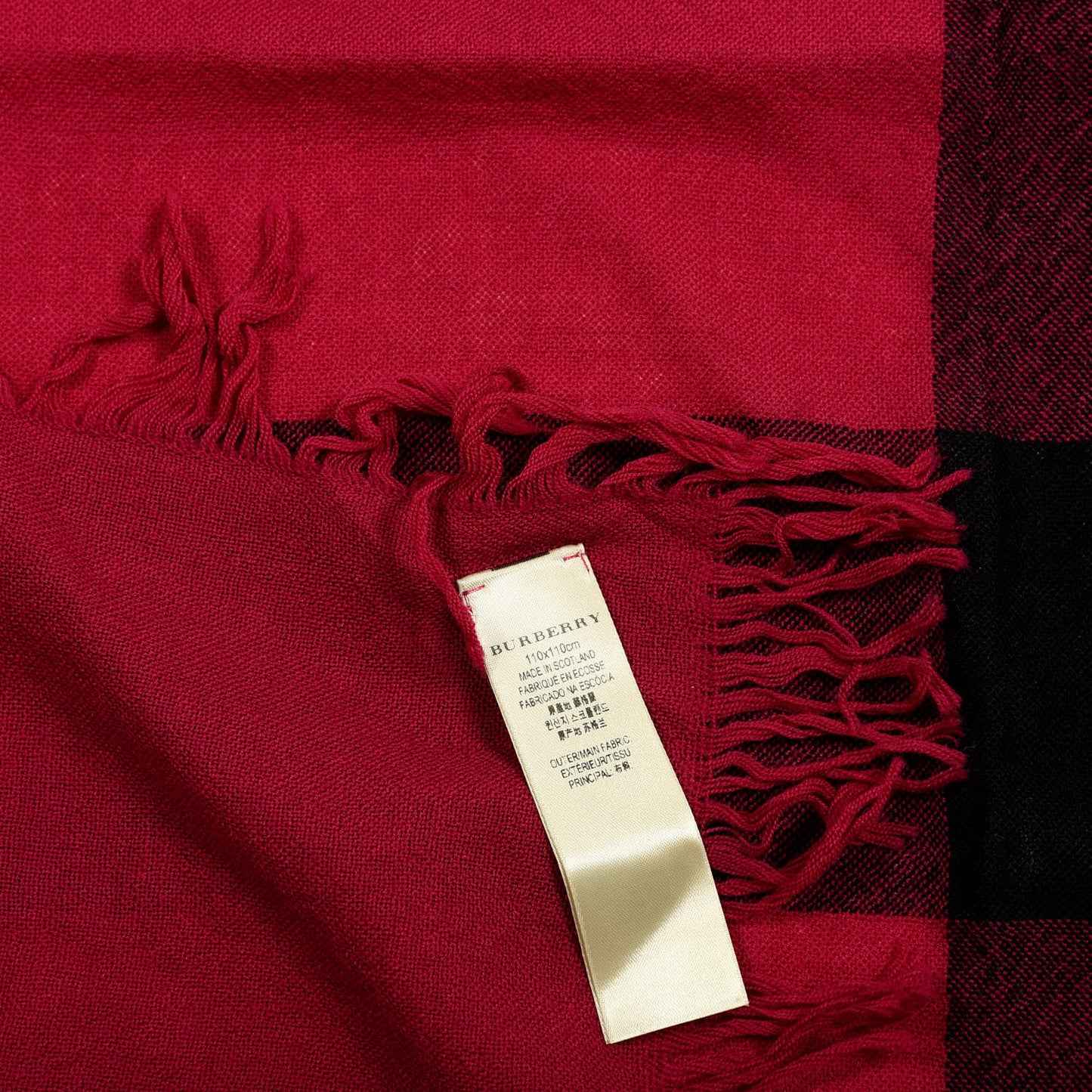Merino Wool Check Square Scarf Fucshia
