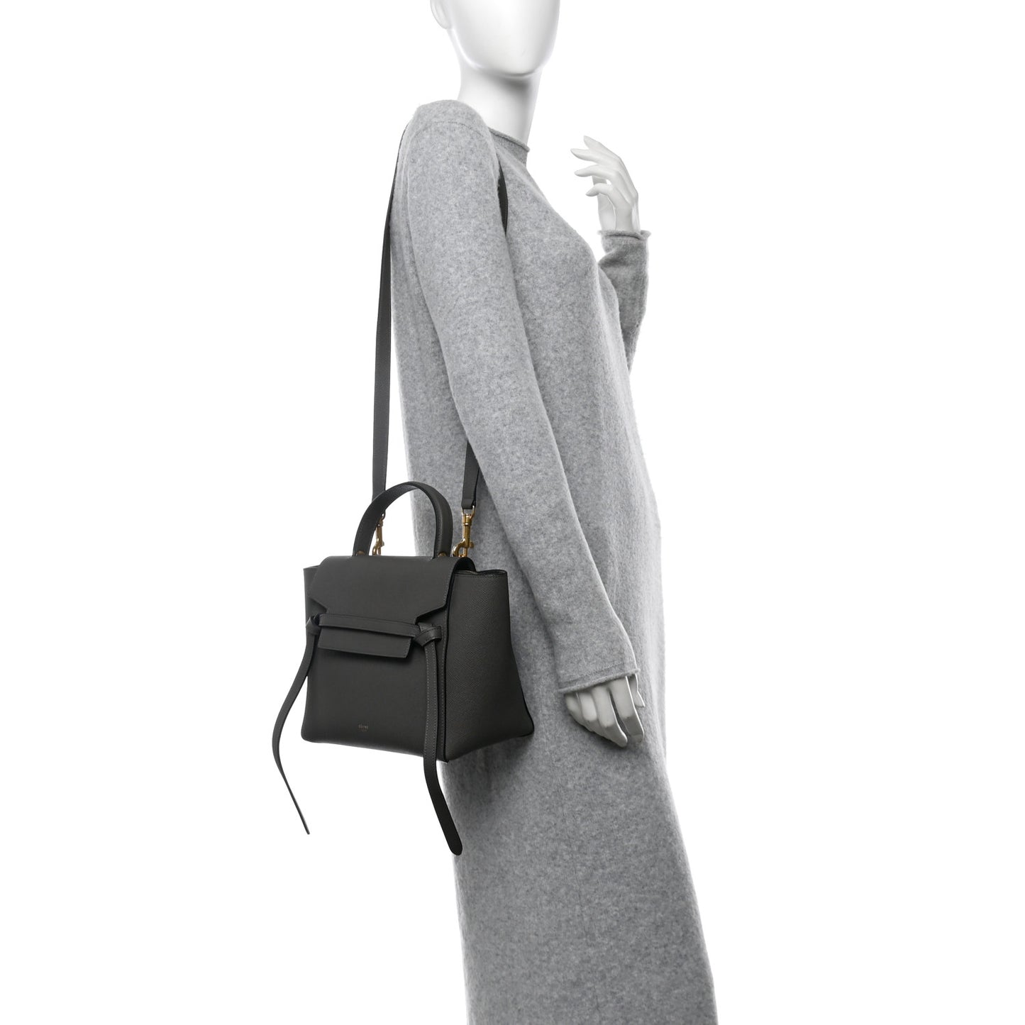 Baby Grained Calfskin Micro Belt Bag Grey