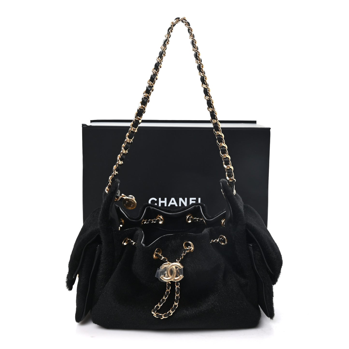 Pony Hair Mini Chanel 25 Handbag Black