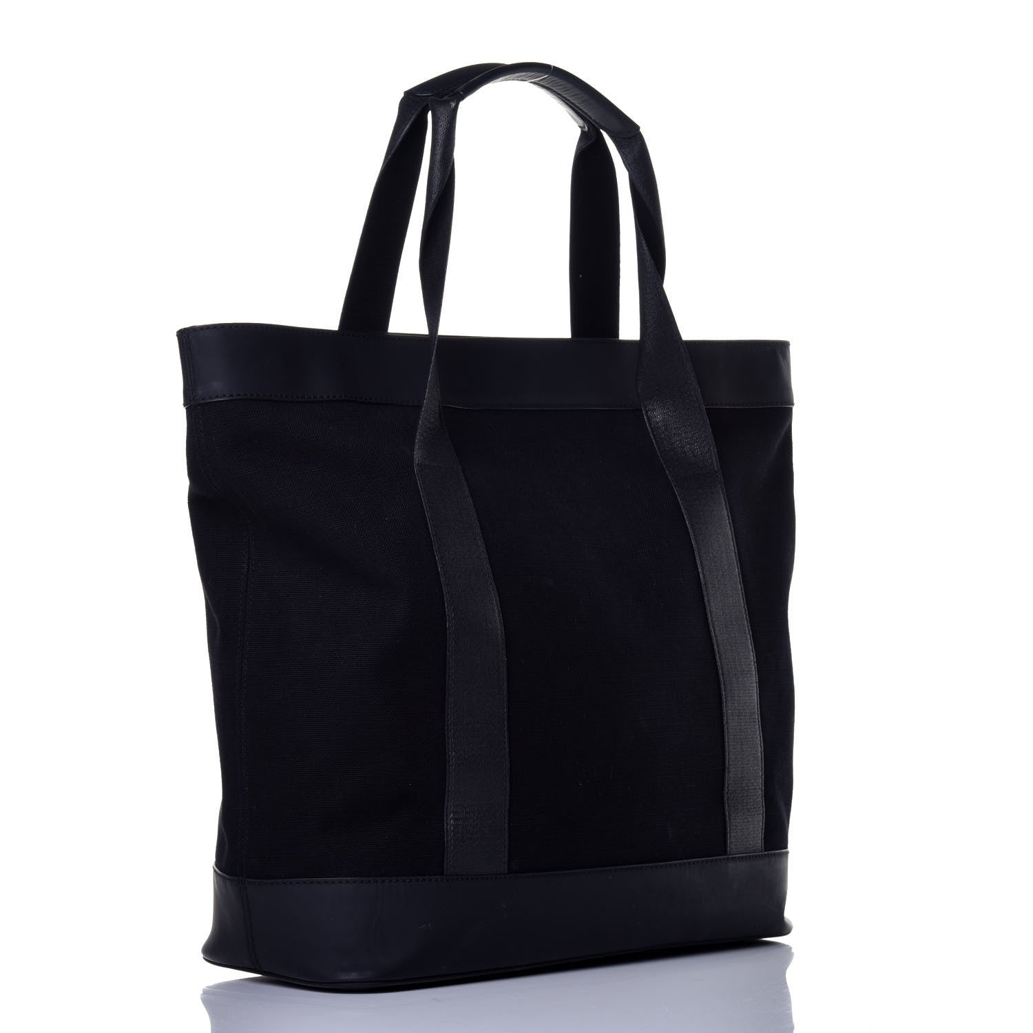 Balenciaga Rubber Calfskin Canvas Navy Tote Black 3 of 9