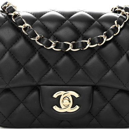 Chanel Lambskin Quilted Mini Square Flap Black 9 of 12