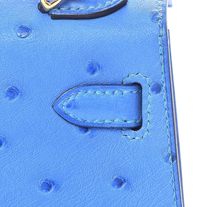 Hermes Ostrich Mini Kelly Sellier 20 Blueet 13 of 60