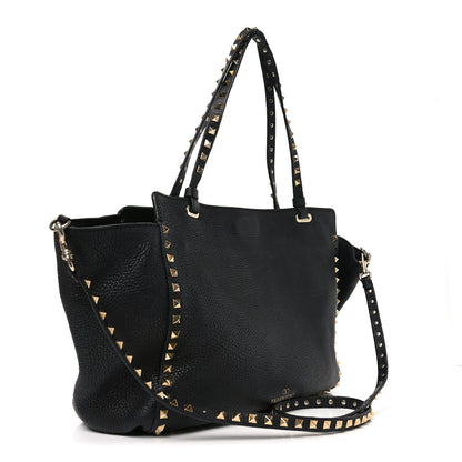 Valentino Garavani Pebbled Calfskin Medium Rockstud Tote Black 3 of 11