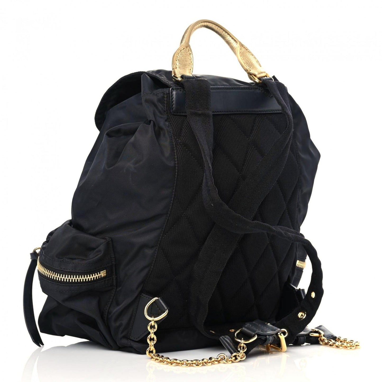 Nylon Medium Rucksack Runway Backpack Black Gold