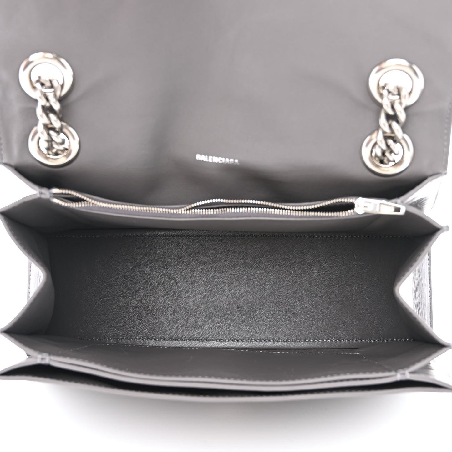 Crushed Calfskin Medium Crush Chain Bag Dark Grey