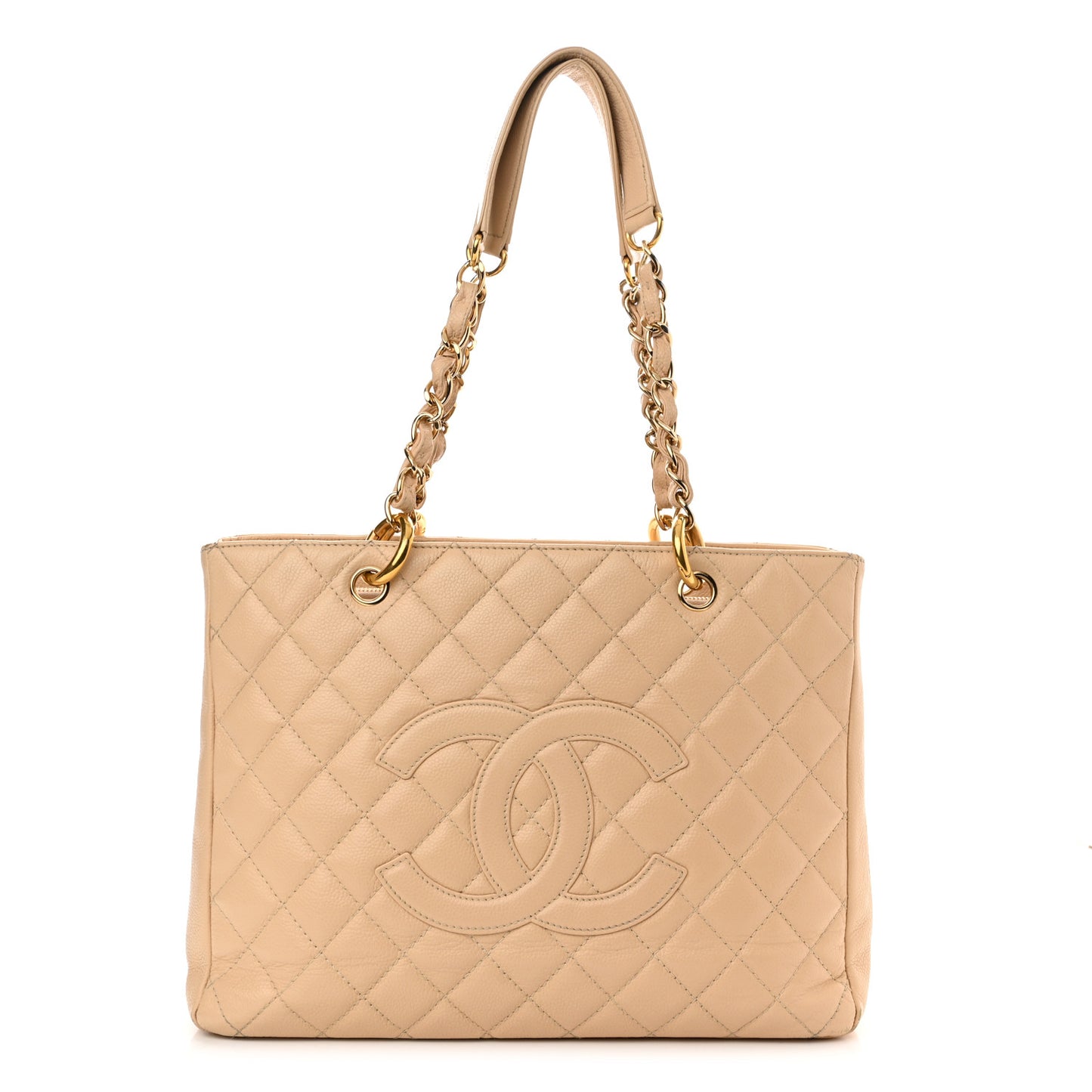 Caviar Quilted Grand Shopping Tote GST Beige Clair