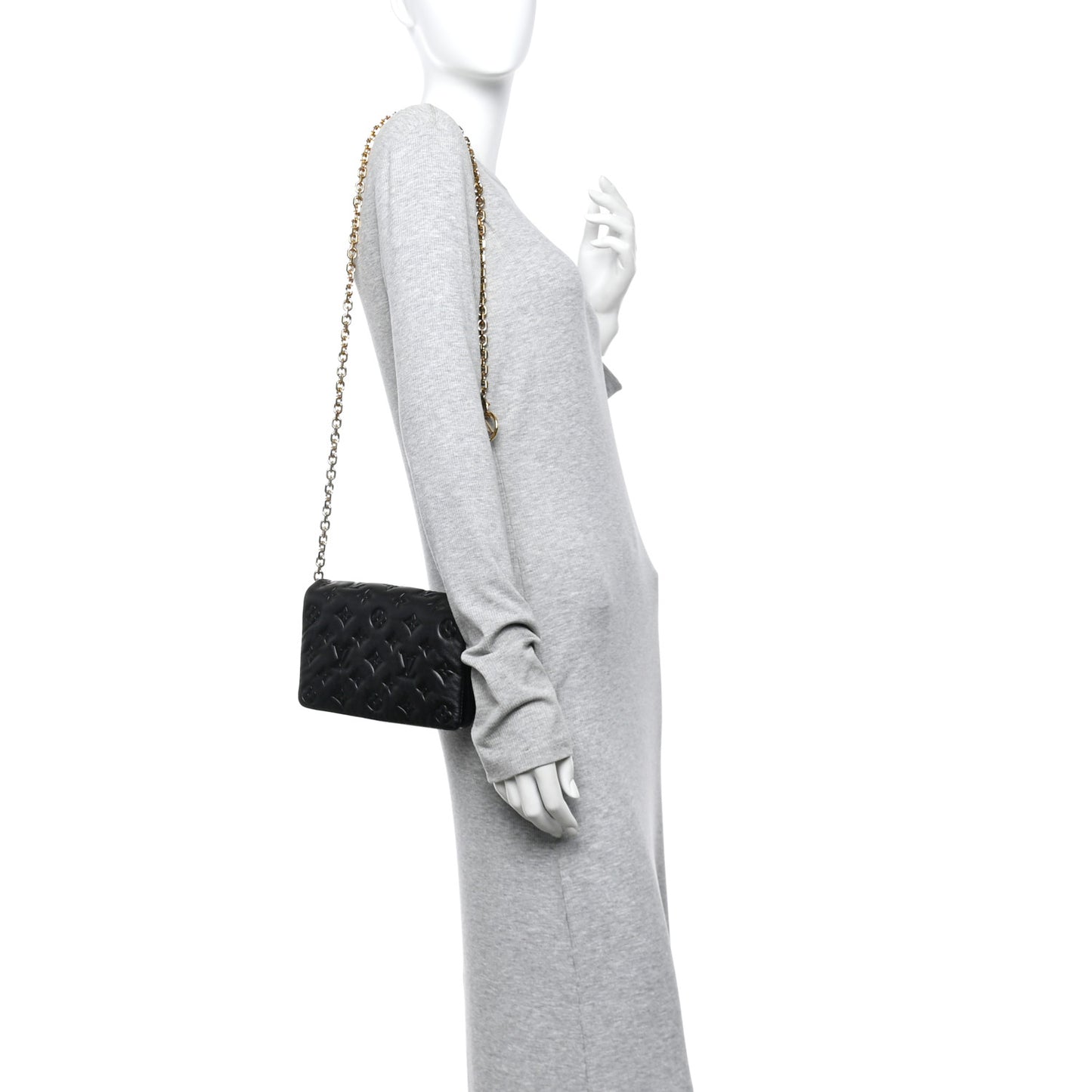 Lambskin Embossed Monogram Pochette Coussin Black