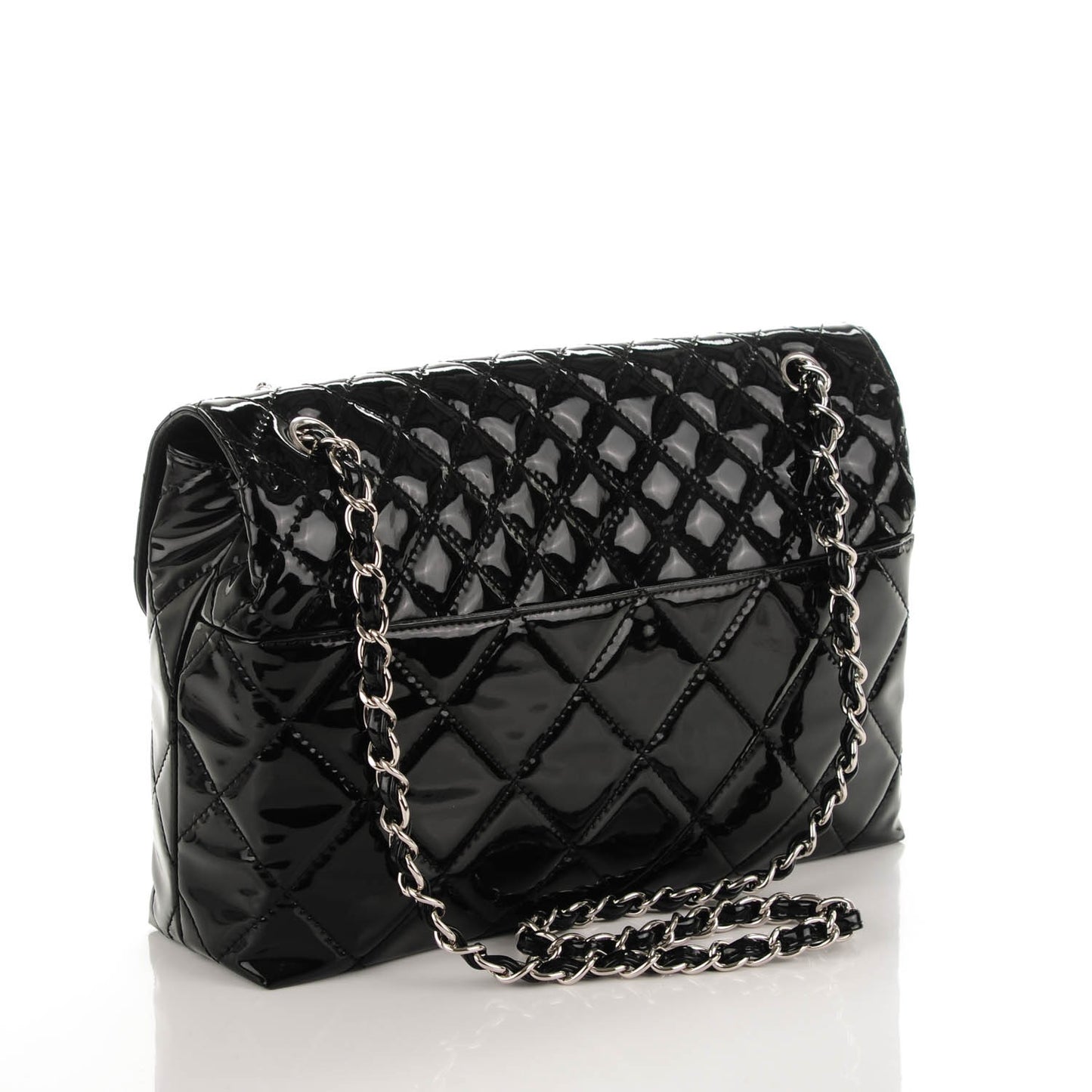 Vinyl Quilted In the Business Flap Bag Black