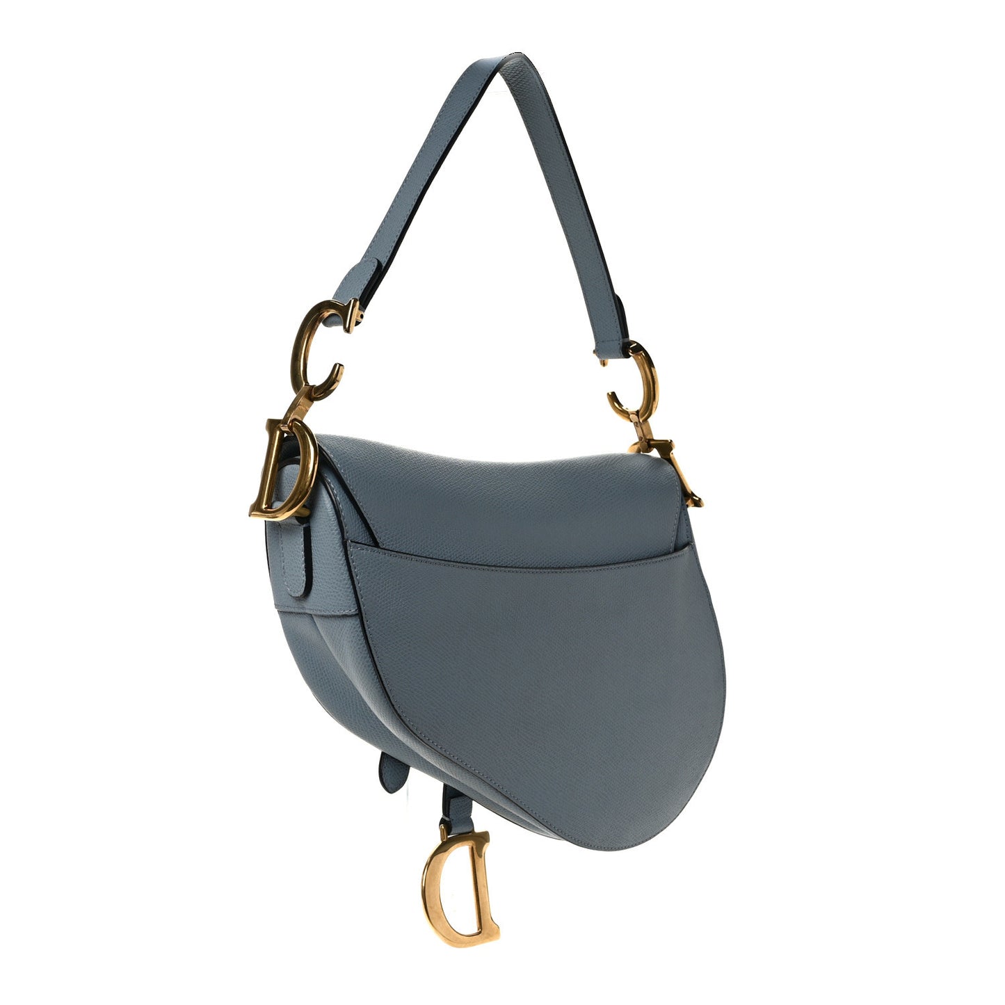 Grained Calfskin Saddle Bag Sky Blue