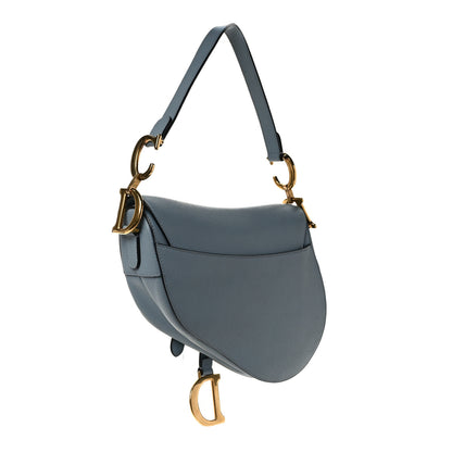 Christian Dior Grained Calfskin Saddle Bag Sky Blue 3 of 10