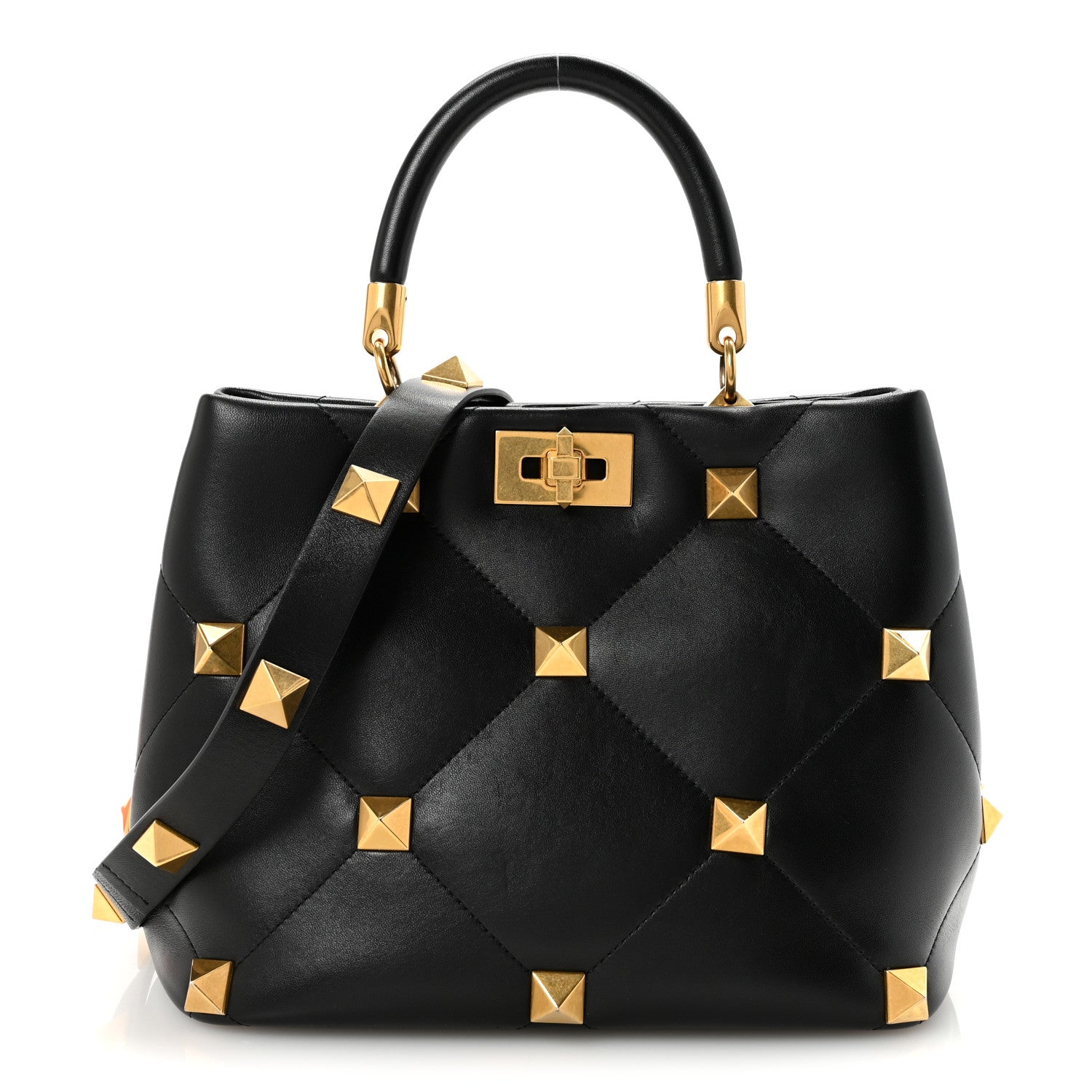 Valentino Garavani Nappa Roman Stud The Handle Bag Black 1 of 9