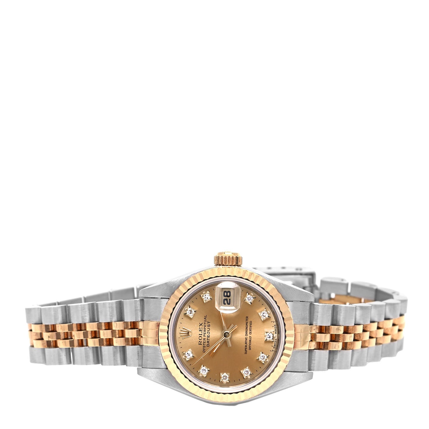Stainless Steel 18K Yellow Gold Diamond 26mm Oyster Perpetual Datejust Watch Champagne 69173
