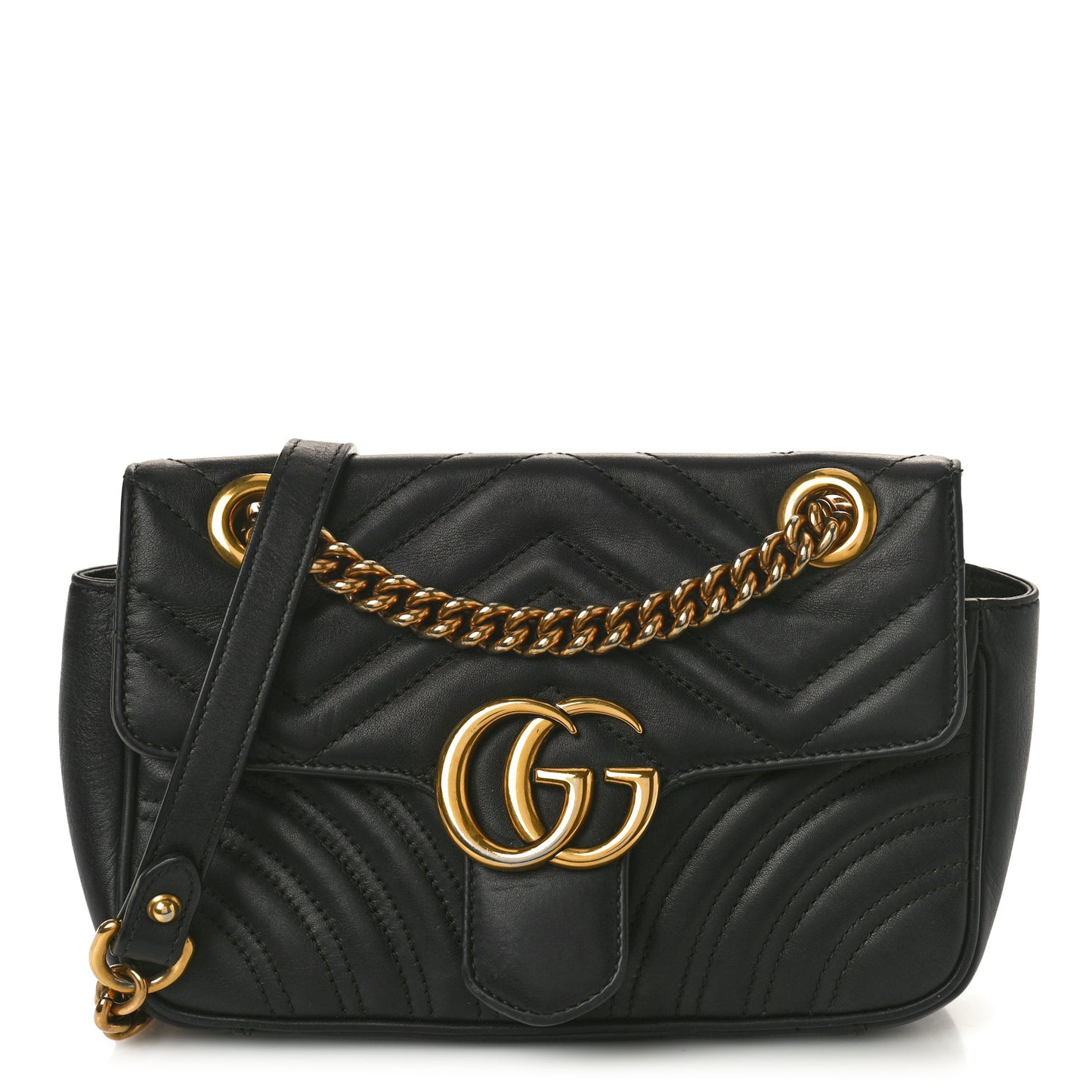 Calfskin Matelasse Mini GG Marmont Shoulder Bag Black