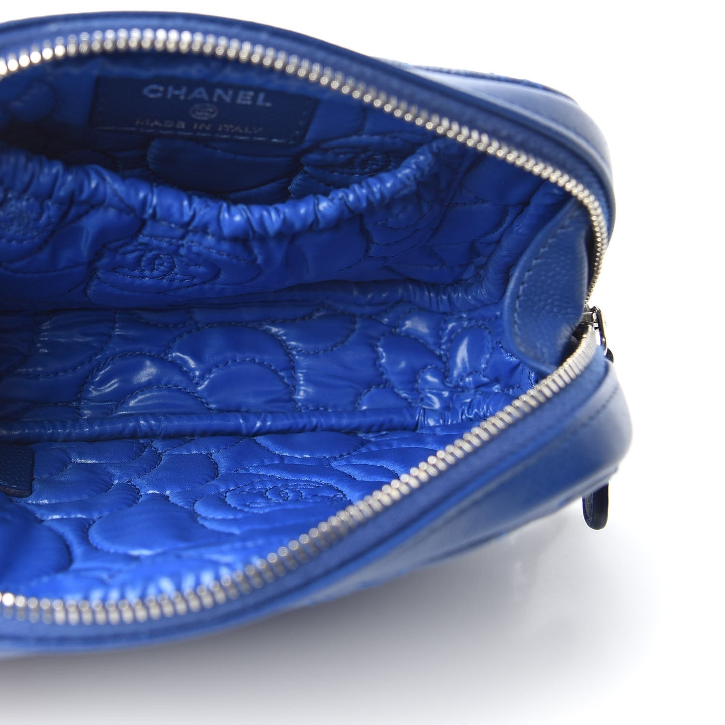 Caviar Camellia Embossed Small Cosmetic Case Blue