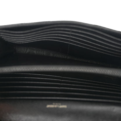 Saint Laurent Grain De Poudre Matelasse Chevron Monogram Monochrome Chain Wallet Black 5 of 12