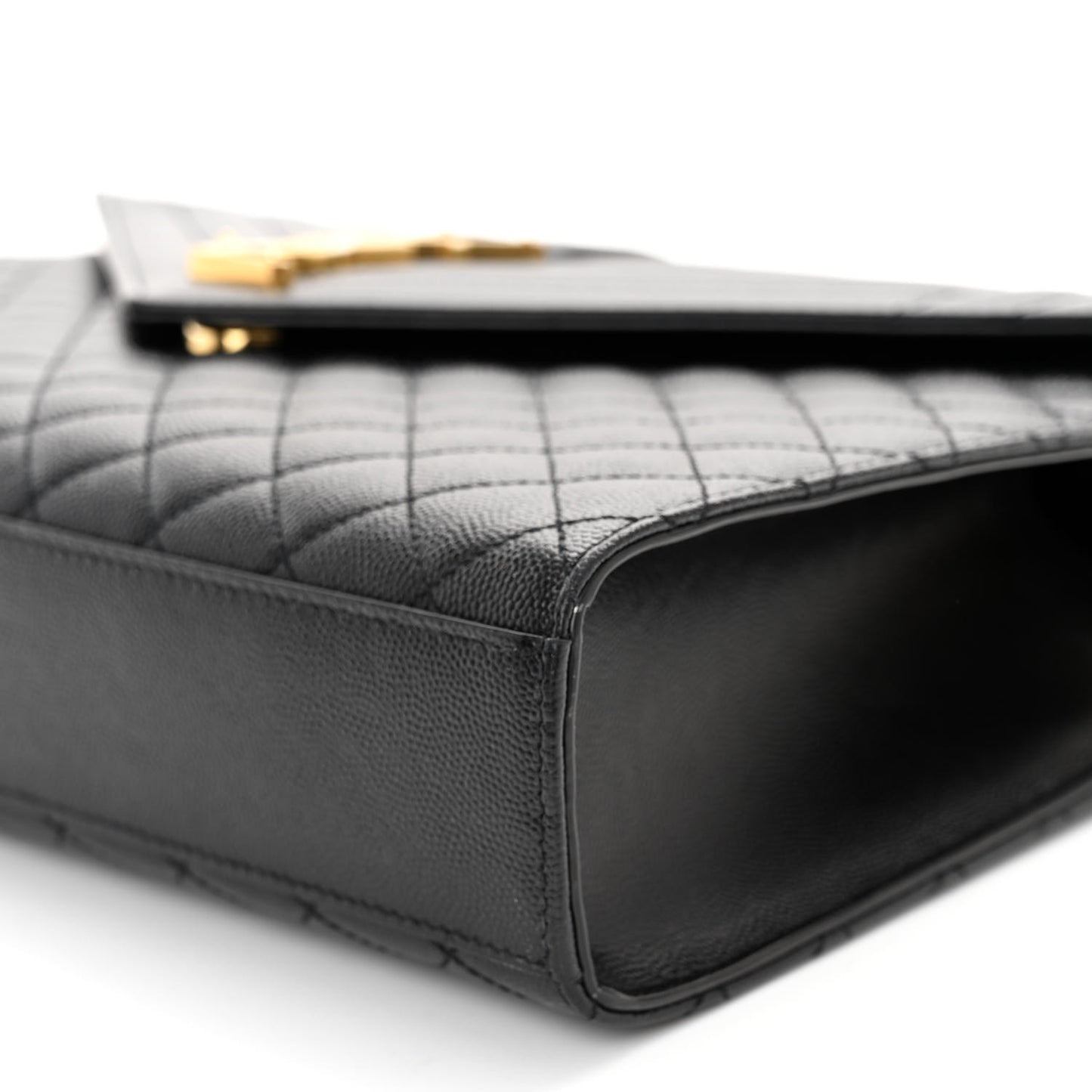 Grain De Poudre Textured Mixed Matelasse Large Triquilt Monogram Satchel Black