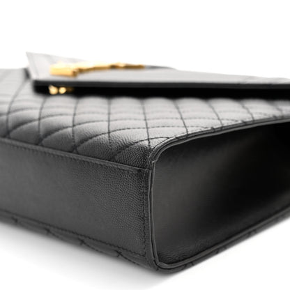 Saint Laurent Grain De Poudre Textured Mixed Matelasse Large Triquilt Monogram Satchel Black 9 of 9