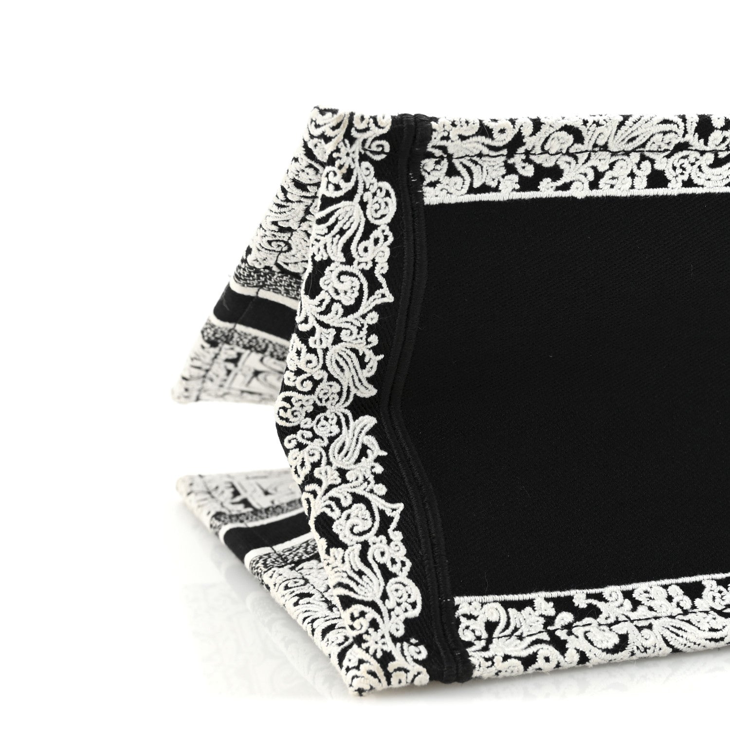 Christian Dior Canvas Embroidered Medium Ornamental Cornely Effect Book Tote Black White 8 of 9