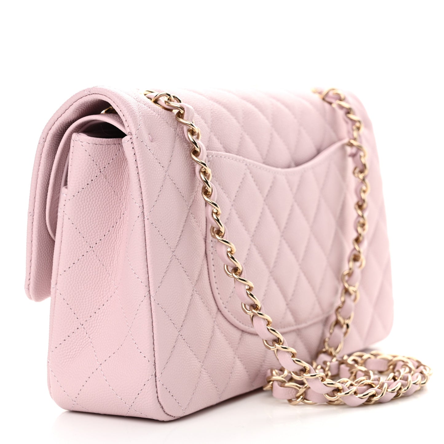 Caviar Quilted Medium Double Flap Light Pink