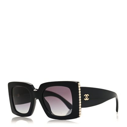 Chanel Acetate Pearl Rectangle Sunglasses 5480-H-A Black 1 of 7