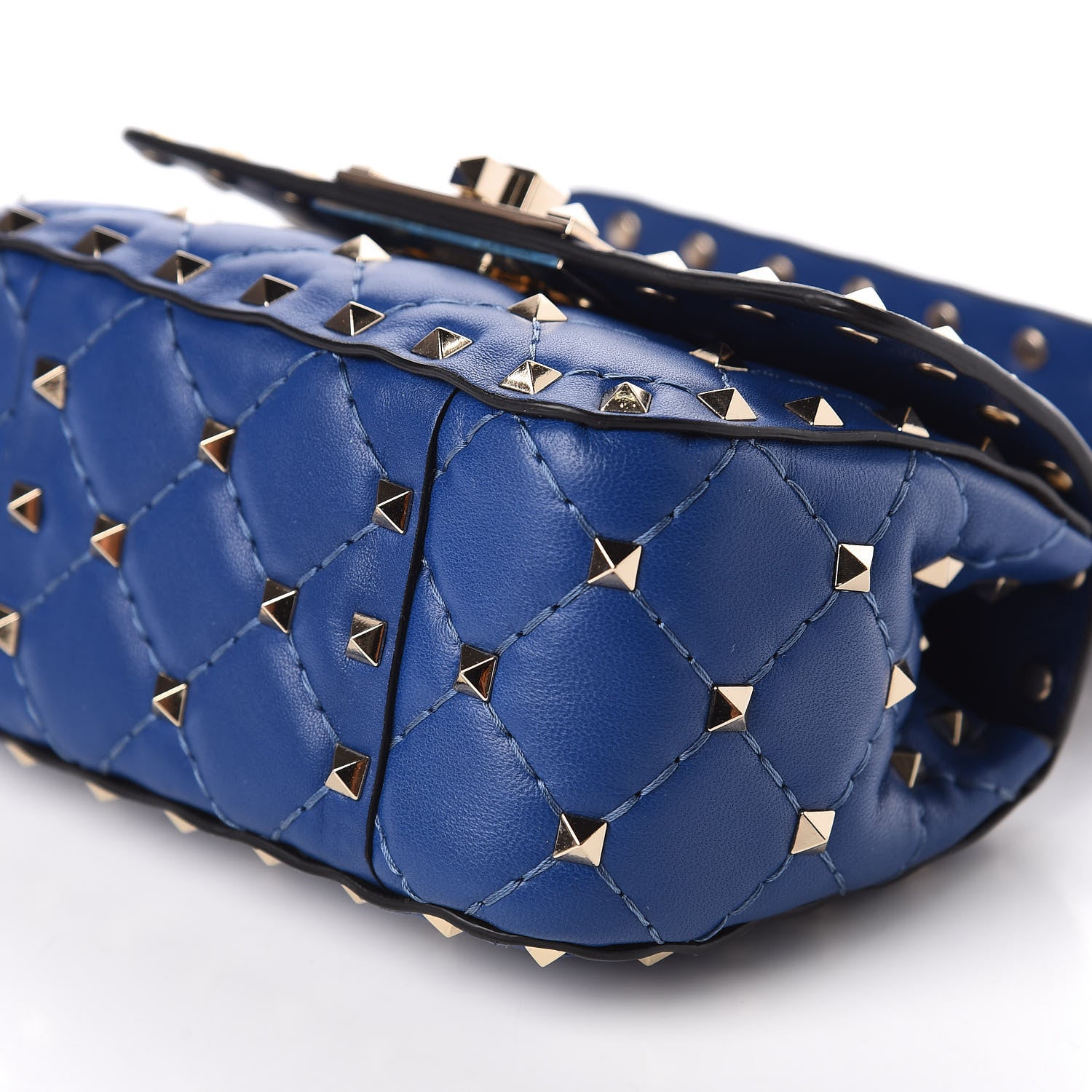 Valentino Garavani Nappa Micro Rockstud Spike Shoulder Bag Blue 7 of 10