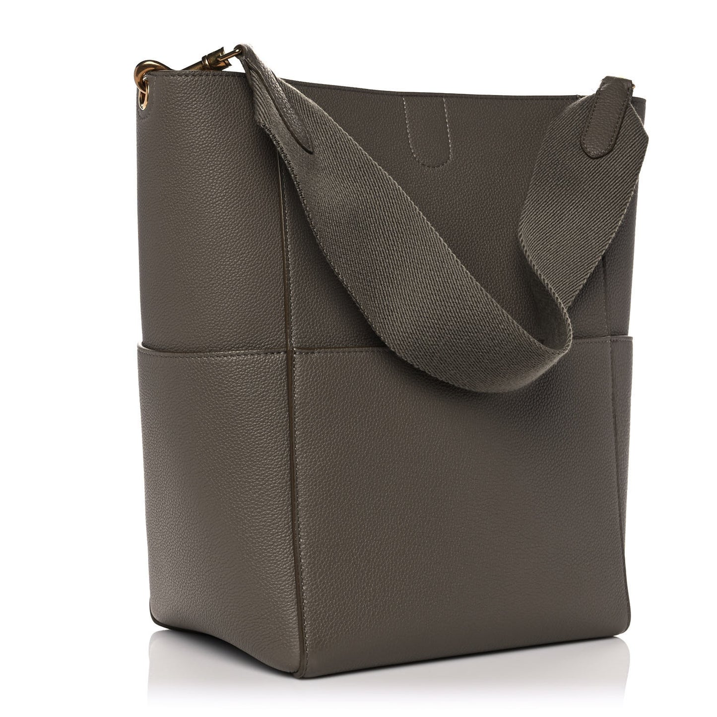Soft Grained Calfskin Sangle Bucket Bag Taupe