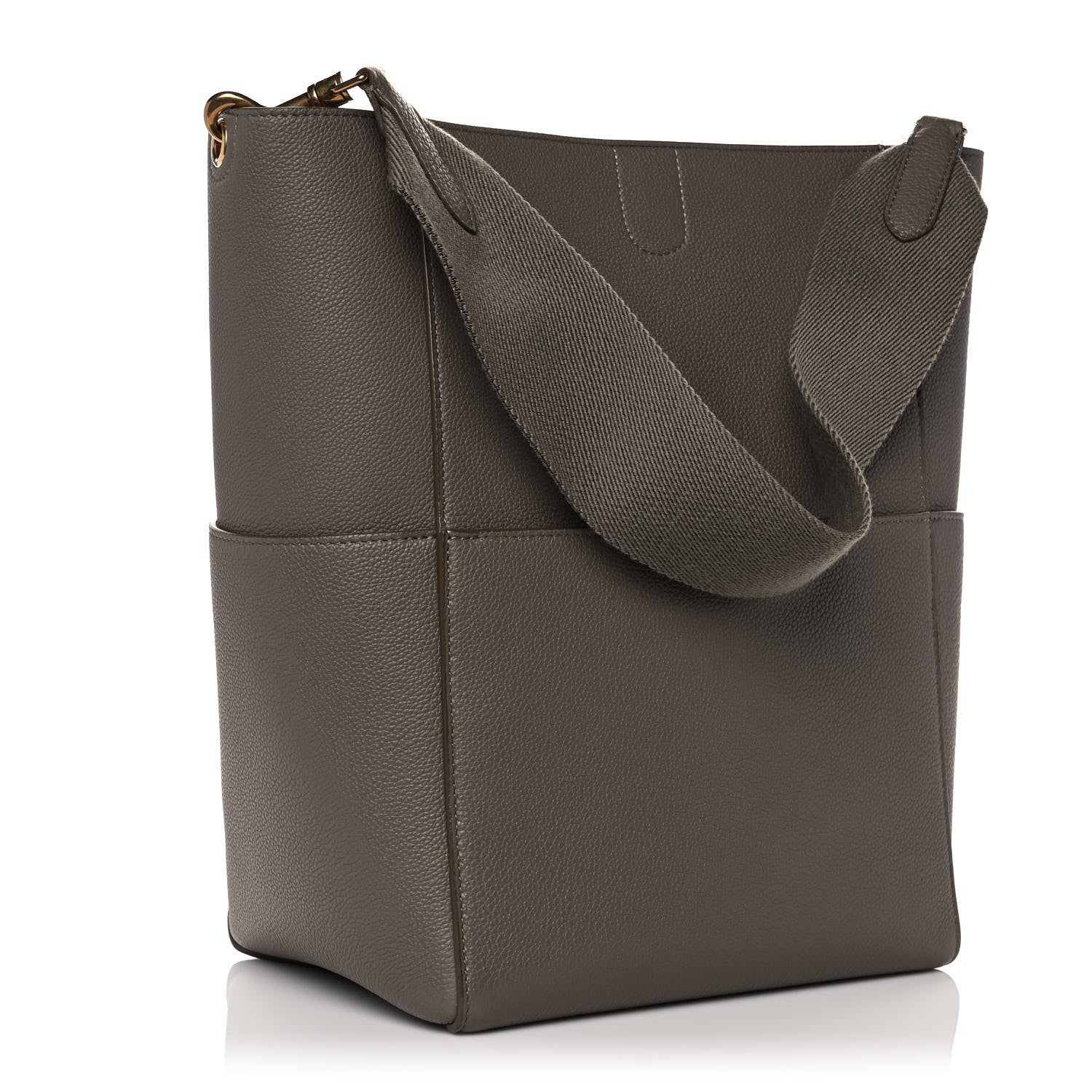 Celine Soft Grained Calfskin Sangle Bucket Bag Taupe 3 of 11