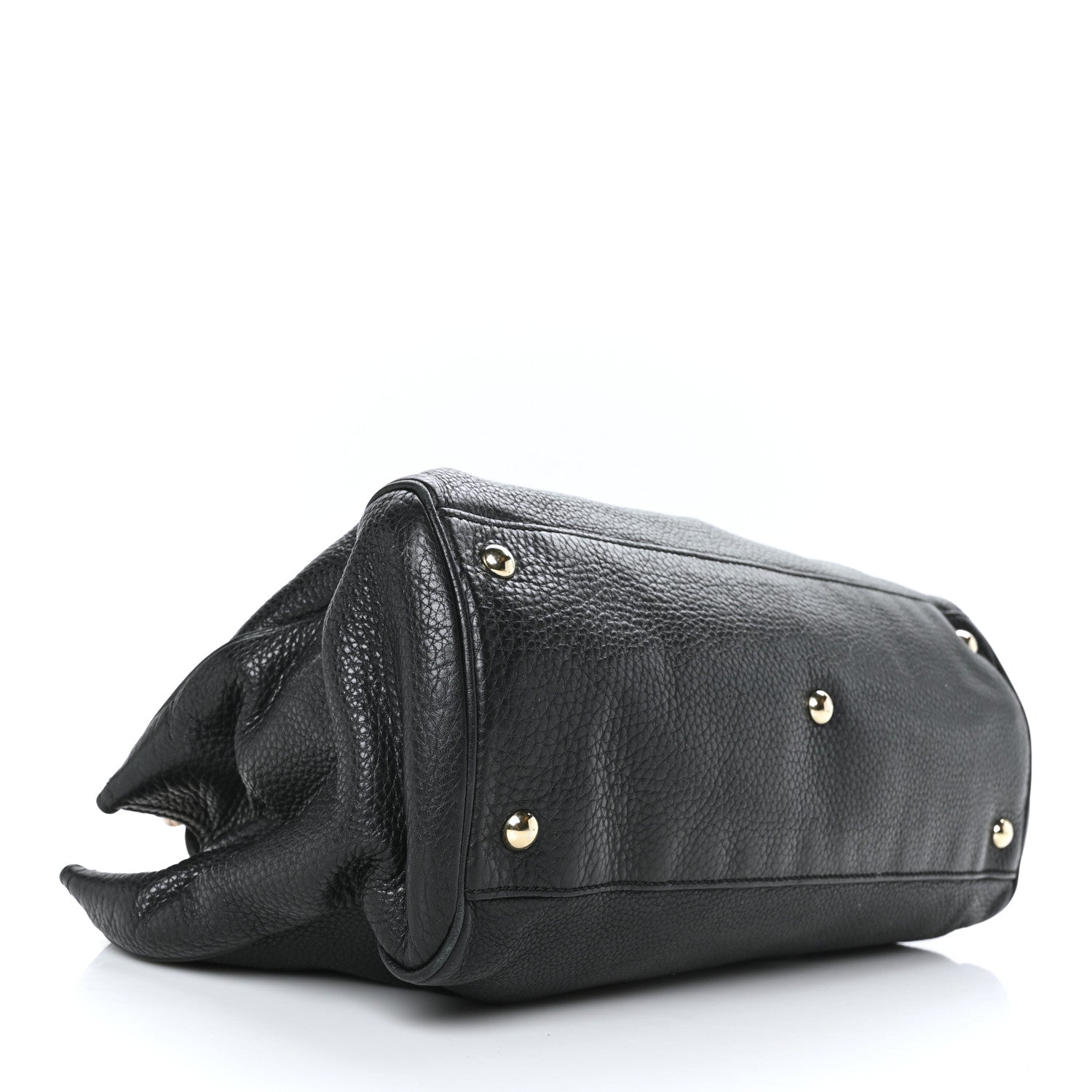 Gucci Pebbled Calfskin Medium Bamboo Shopper Tote Black 4 of 11