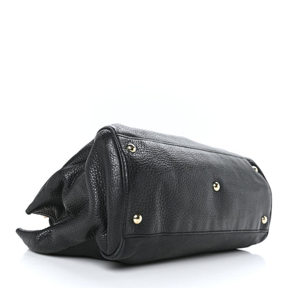 Gucci Pebbled Calfskin Medium Bamboo Shopper Tote Black 4 of 11