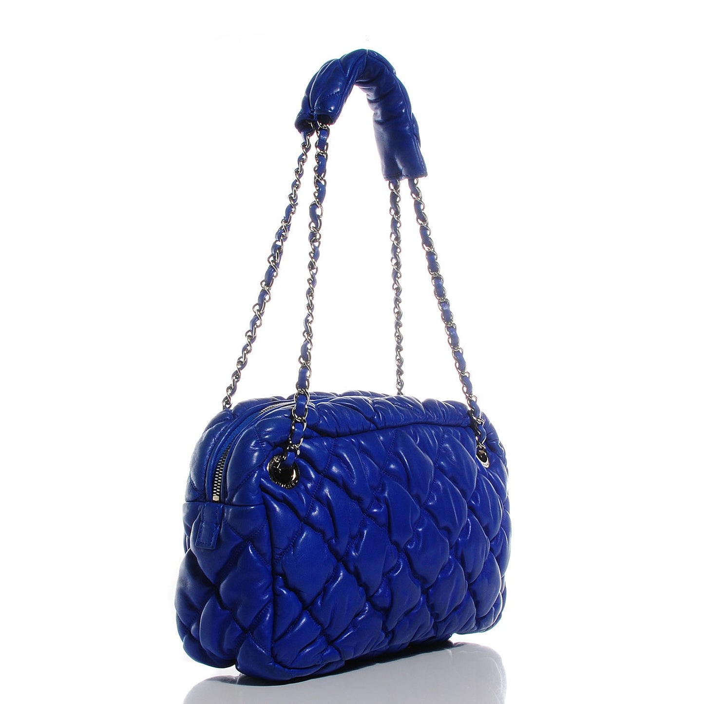 Lambskin Bubble Quilt Camera Case Blue