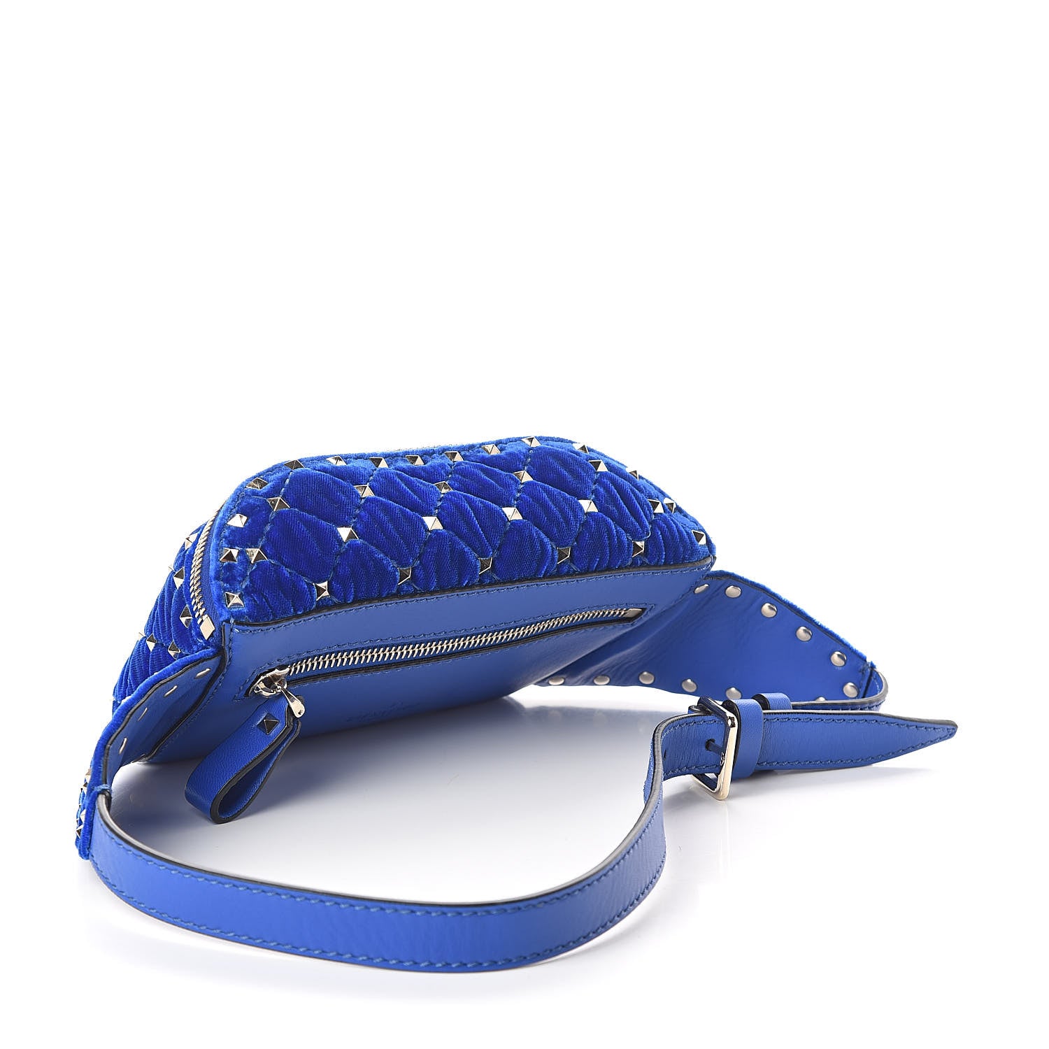 Valentino Garavani Velvet Rockstud Spike Belt Bag 75 Acid Blue 3 of 9