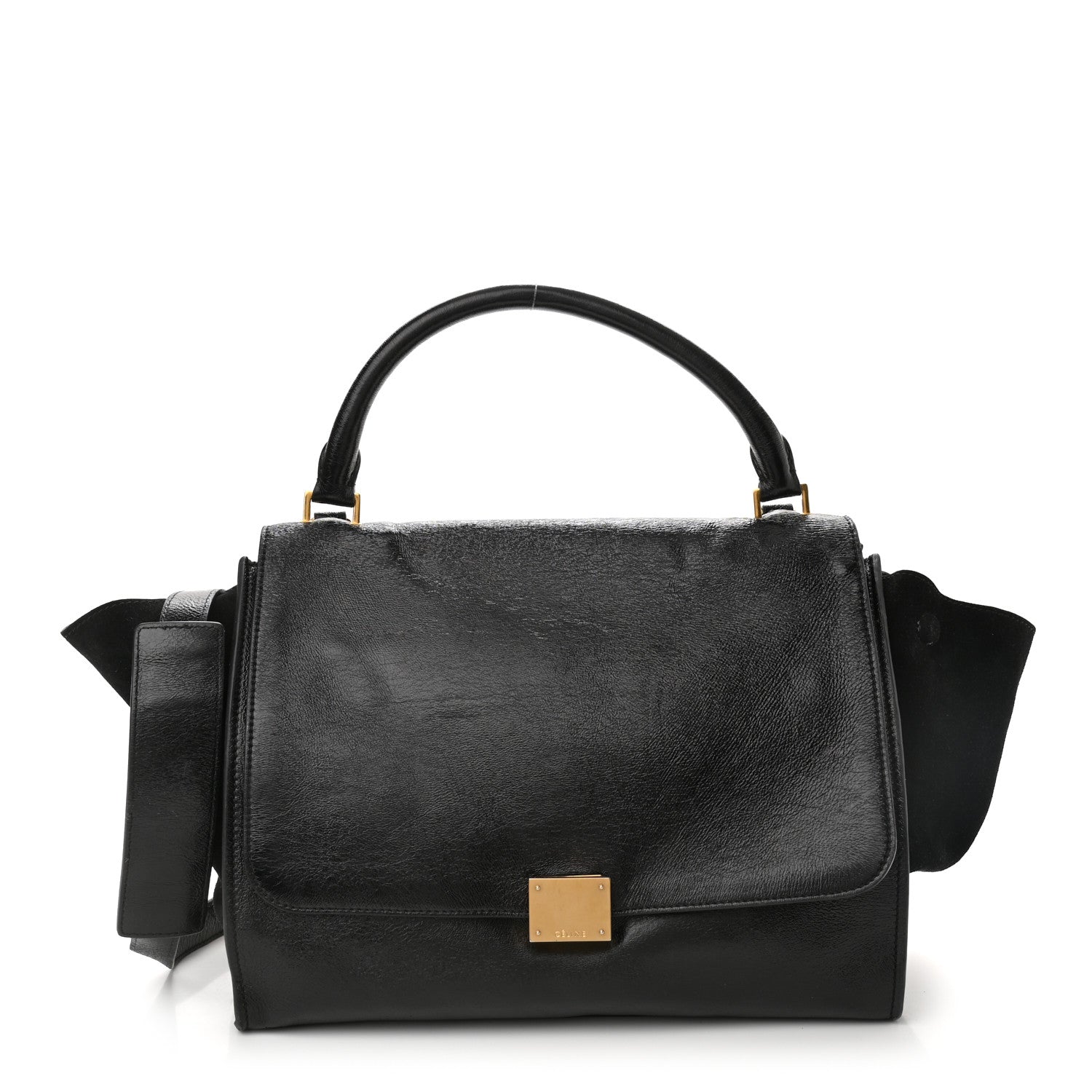 Celine Vernice Suede Medium Trapeze Black 1 of 15