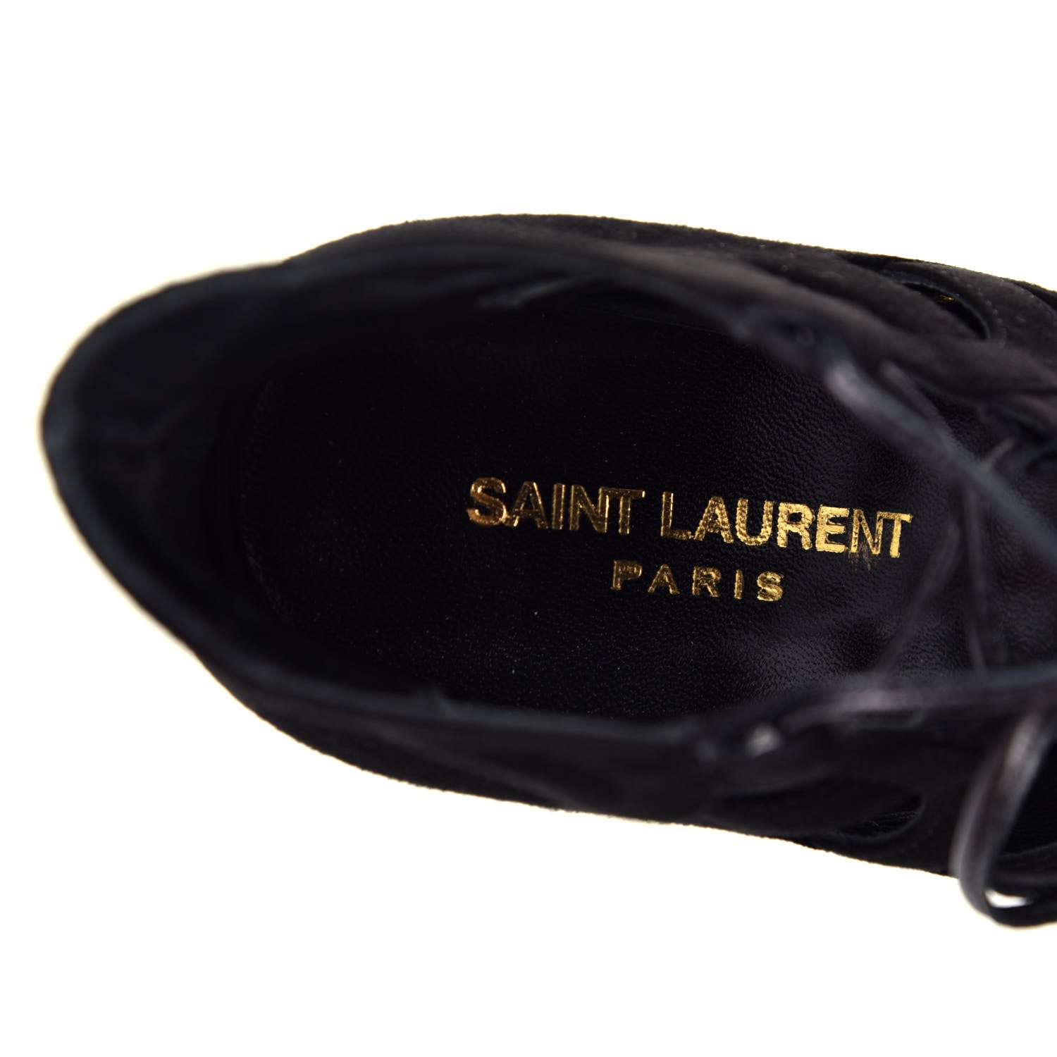 Saint Laurent Kid Scamosciato Tribute 105 Platform Sandals 37 Black 6 of 8
