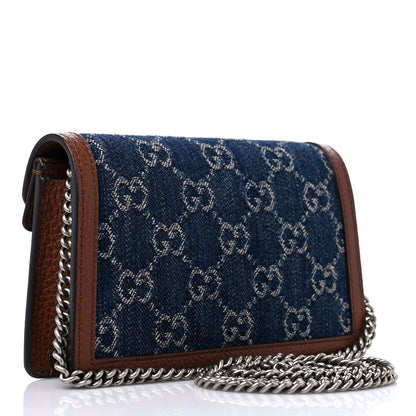 Gucci New Denim GG Monogram Dollar Calfskin Enamel Super Mini Dionysus Shoulder Bag Blue Tea Cuir Epilog Electric Blue 3 of 8