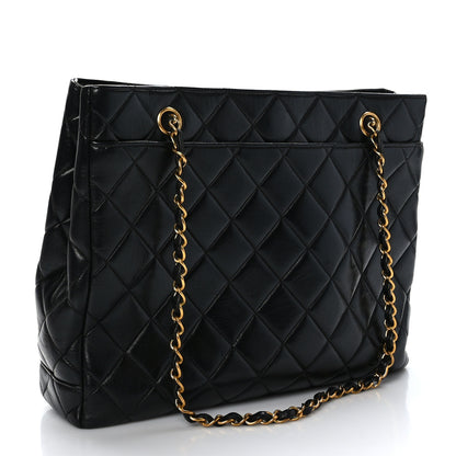 Chanel Lambskin Quilted Shopping Tote Black 3 of 9
