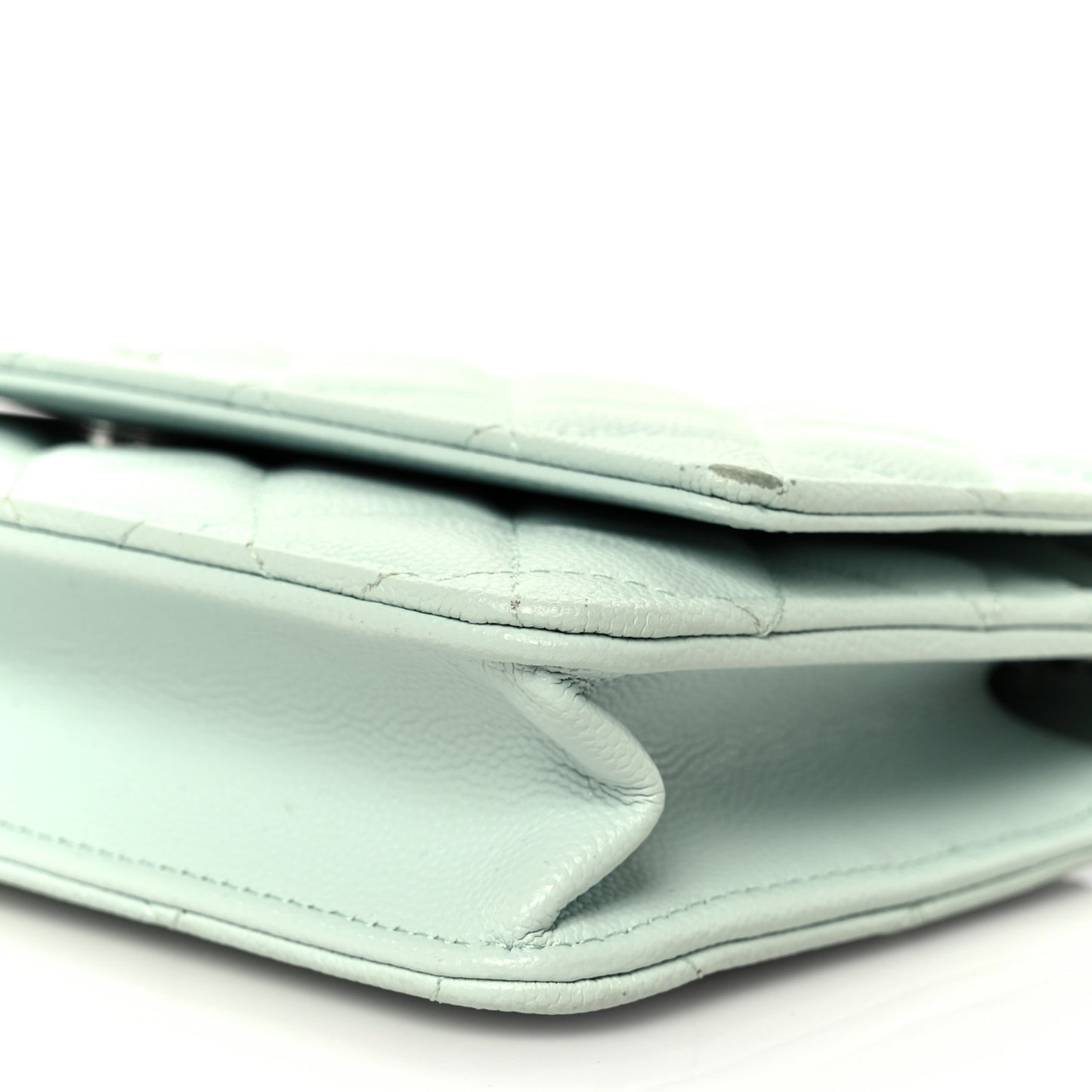 Caviar Quilted Wallet on Chain WOC Light Blue