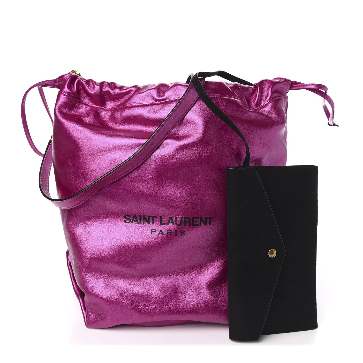 Saint Laurent Lambskin Teddy Drawstring Bag Fuchsia 1 of 11