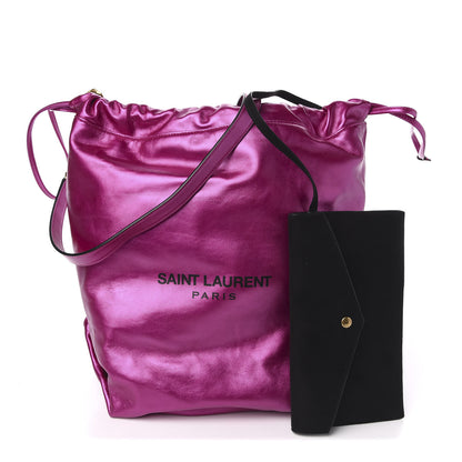 Saint Laurent Lambskin Teddy Drawstring Bag Fuchsia 1 of 11