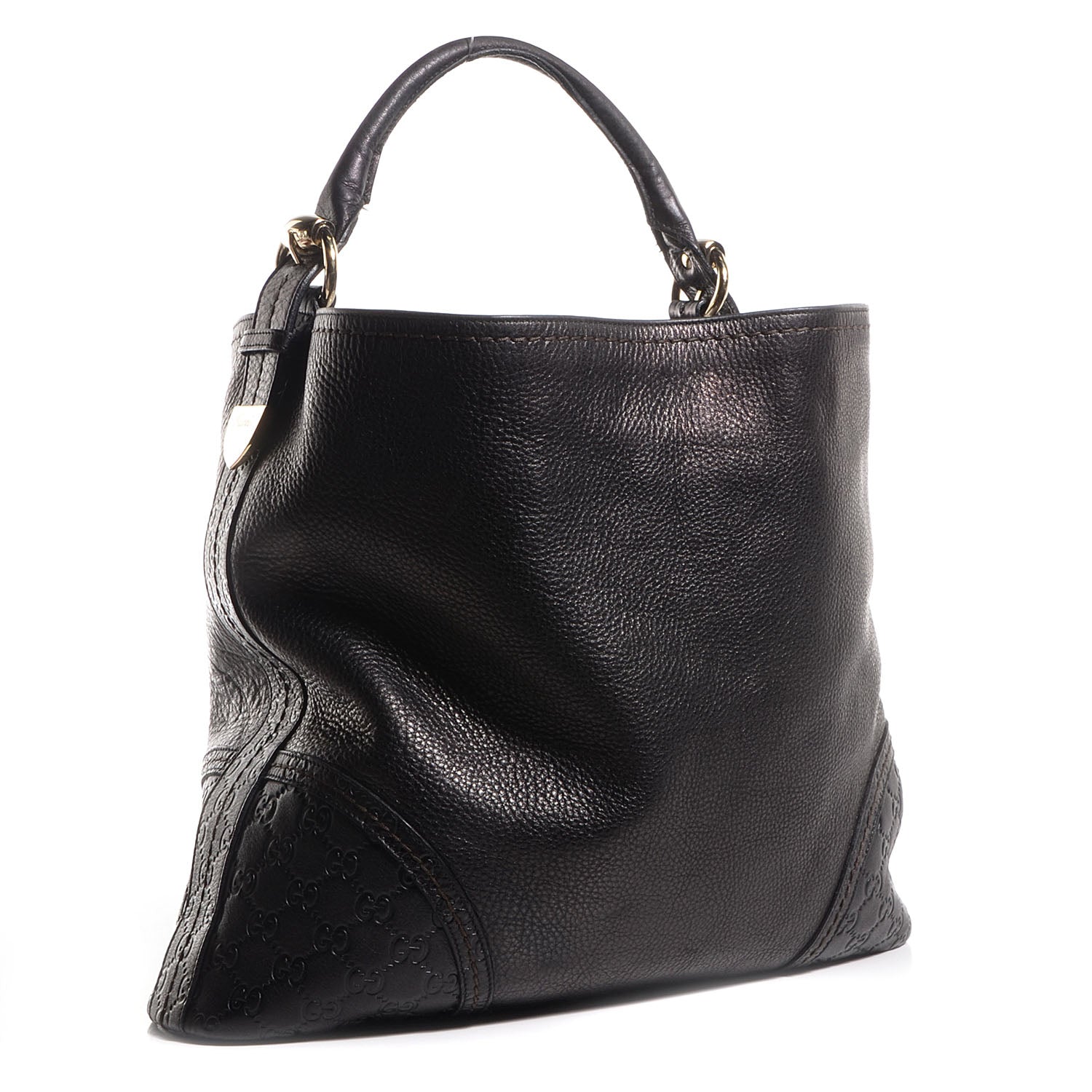 Gucci Leather Guccissima Trim Large Signoria Hobo Black 3 of 7