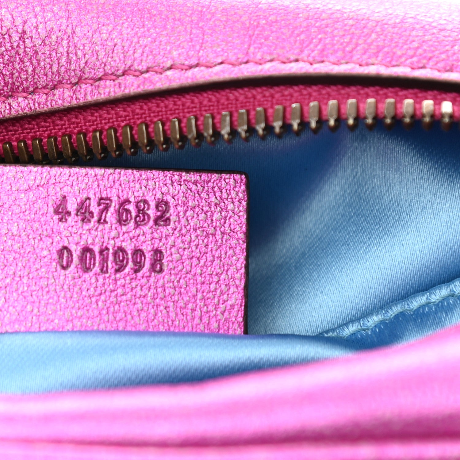 Gucci Laminated Nappa Matelasse Small GG Marmont Chain Shoulder Bag Fuxia Rosso Rosa 7 of 10