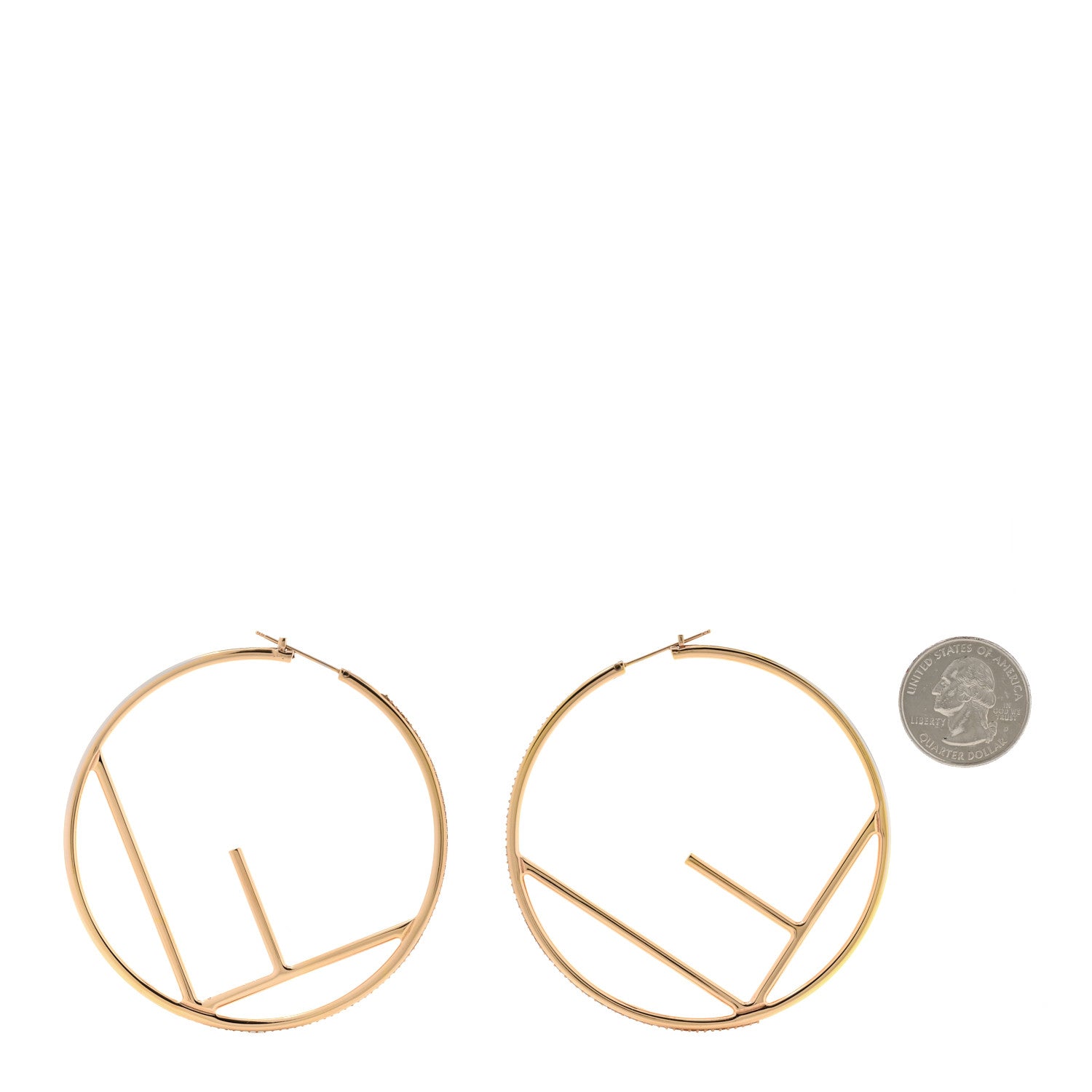 Fendi Metal Enamel Large F is Fendi Hoop Earrings Yellow Gold 2 of 6