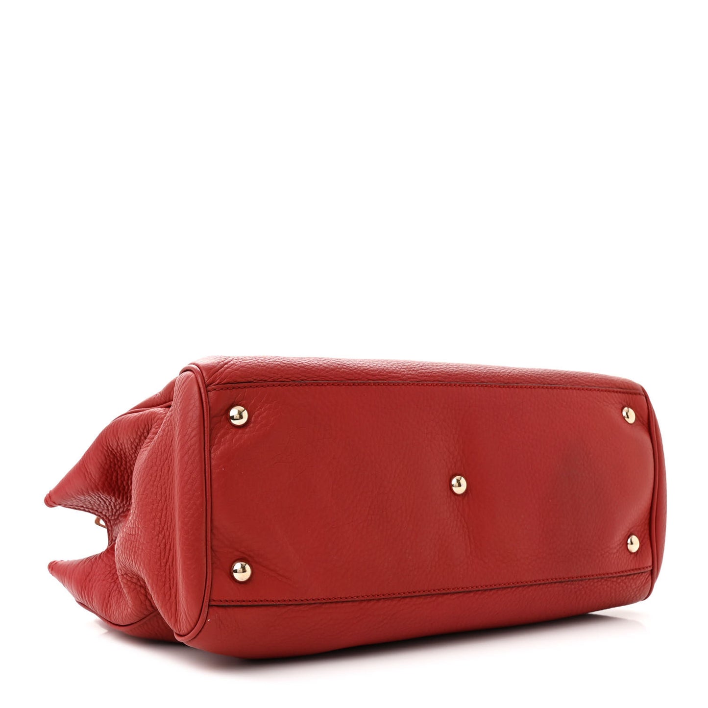 Pebbled Calfskin Medium Bamboo Shopper Tote Red