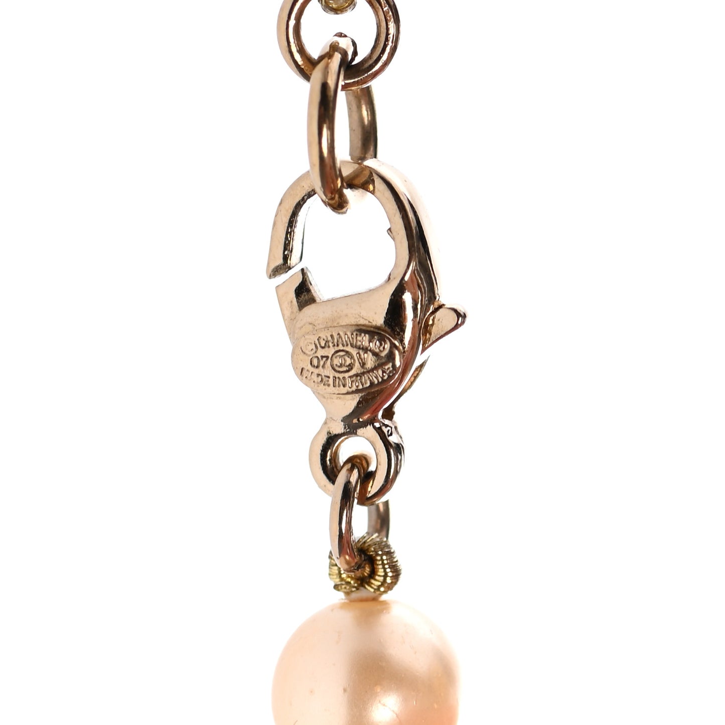Graduated Pearl CC Long Necklace Gold