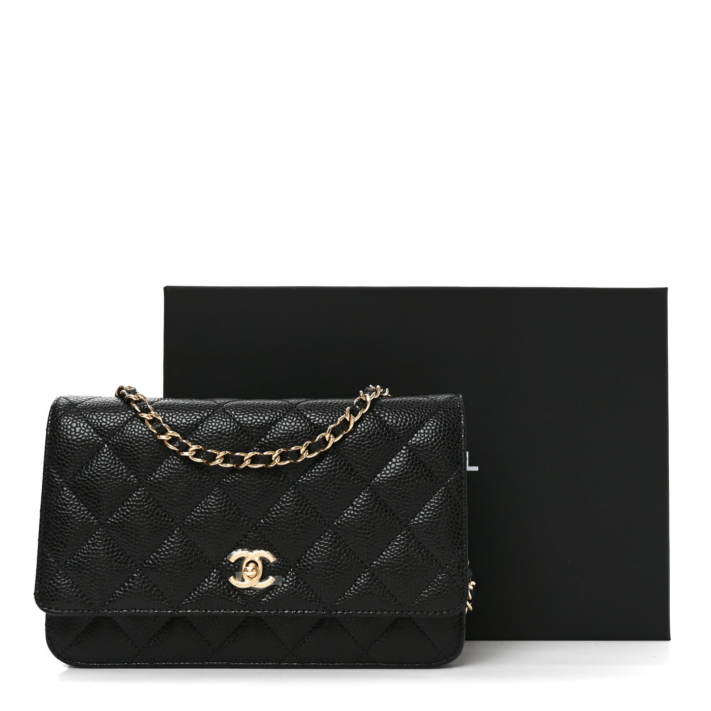 Caviar Quilted CC Turnlock Wallet On Chain WOC Black