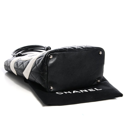 Chanel Calfskin Quilted Medium Cambon Tote Black White 4 of 8