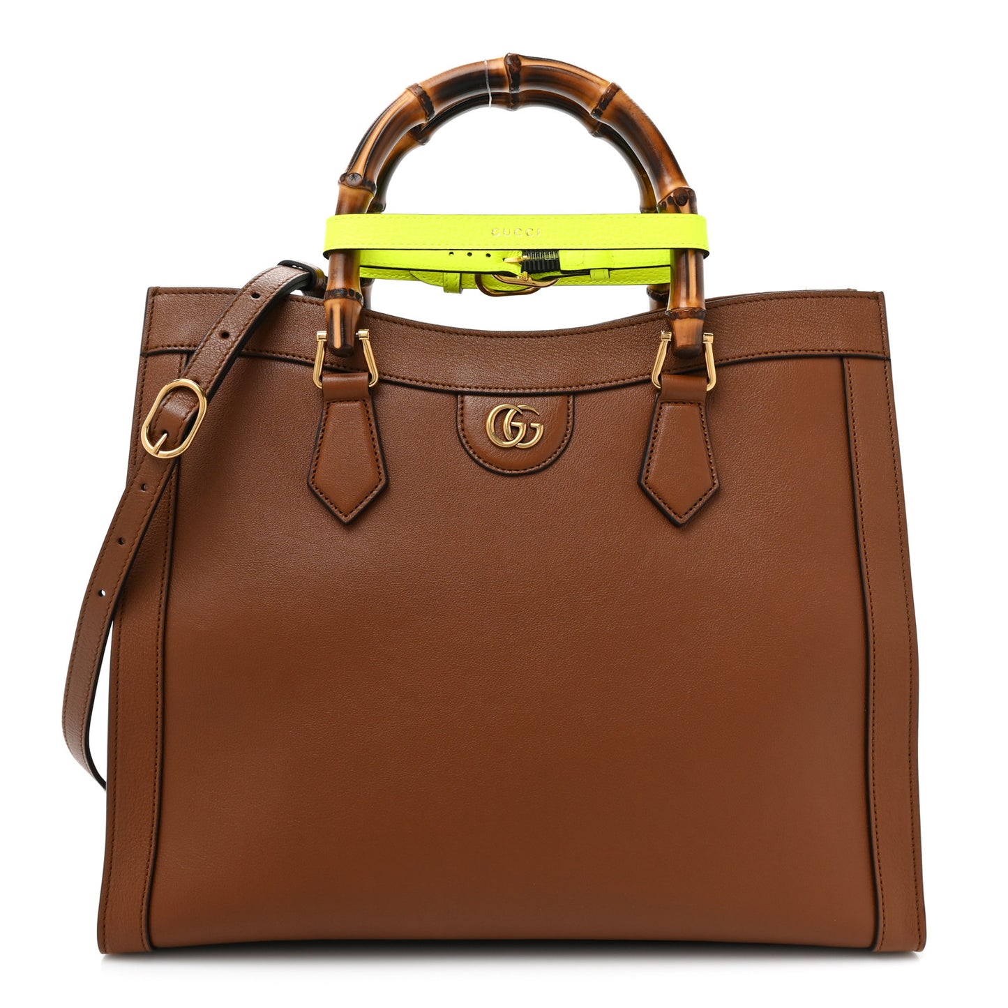 Wonka Grain Calfskin Medium Diana Tote Bag Cuir Yellow Fluo